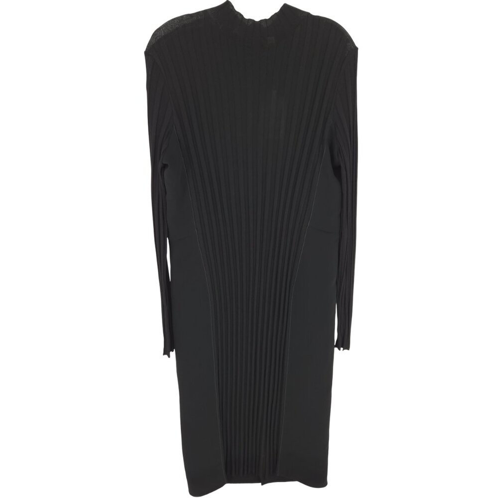 Vince Mixed Ribbed Midi Dress Black Quiet Luxury Old Money Sophisticated Elegant